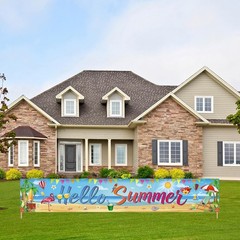 Large Hello Summer Banner – 118×20 Tropical Décor for Unforgettable Gatherings