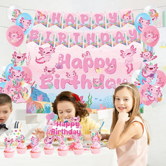 Axolotl Birthday Decorations Supplies, 44PCS Pink Axolotl Happy Birthday Decor S