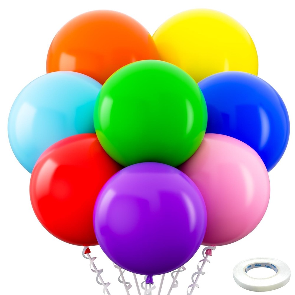Assorted Rainbow Giant Balloons 36 Inch 8 Pack Jumbo Multicolor Large Round …