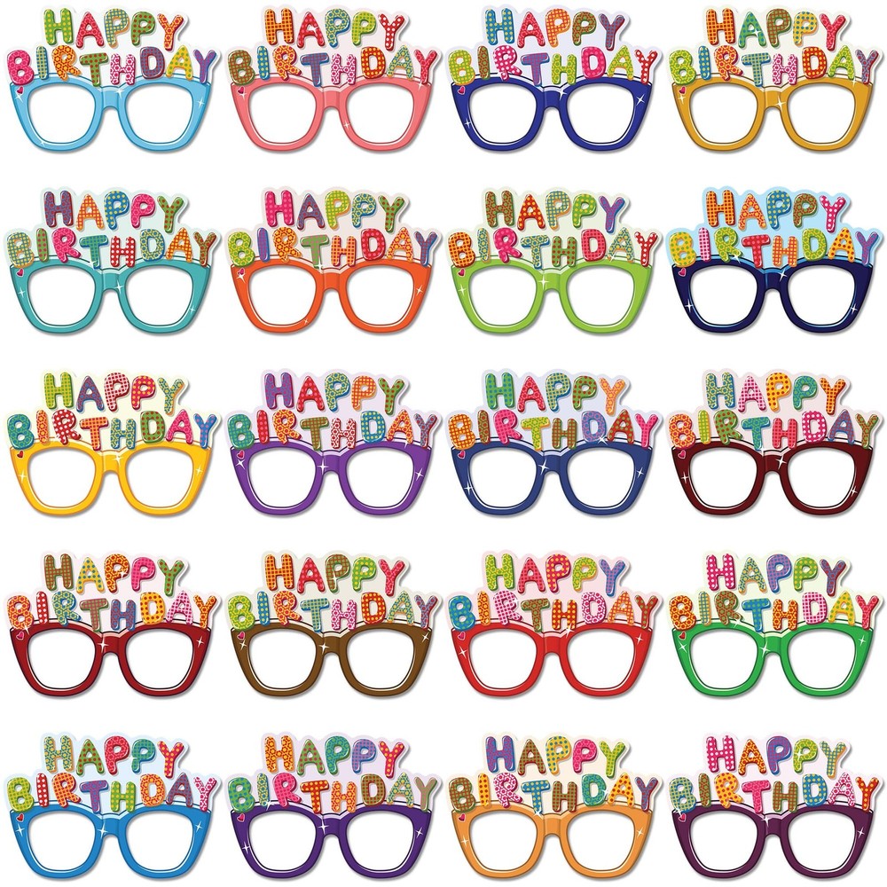 Birthday Photo Booth Props Kit, 20-Piece Colorful Novelty Glasses, Durable Pa…