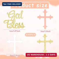 Marspark 300 Pcs Baptism Confetti Glitter Cross God Bless Table Confetti Cross D