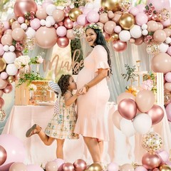 Rose Gold Balloon Arch Kit, 147Pcs Metallic Gold White Pastel Nude Pink and R…