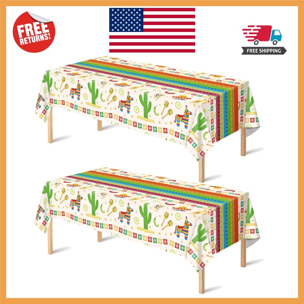 Stylish Mexican Theme Table Decorations – 2 Water-Resistant Cinco De Mayo Cloths