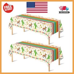 Stylish Mexican Theme Table Decorations – 2 Water-Resistant Cinco De Mayo Cloths