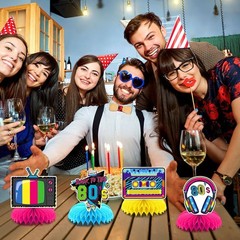 10 Pcs 80s Party Decorations, 1980s Table Honeycomb Centerpieces Back to the …