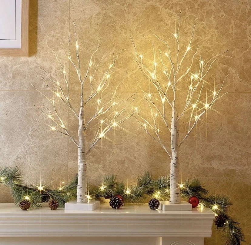 Merry Moments Party Indoor LED Birch Trees – 1x NEW 24″ and 2x OPEN BOX 18″