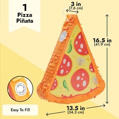 Small Pizza Pinata for Party Decorations Birthday 16.5 x 13.5 x 3 Inches