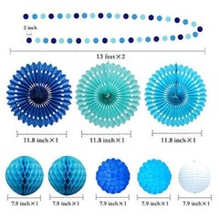 Under The Sea Theme Blue Birthday Party Decorations Circle Garlands Paper Fan…