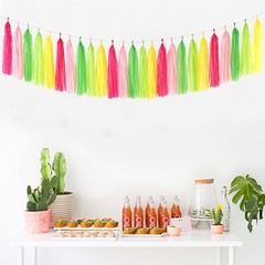 Hawaiian-Themed Pool Party-Decorations Tassel Garland – 25pcs Tropical Jungle…
