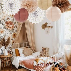 Boho Baby-Shower Party-Decorations Streamers-Lanterns – 14pcs White Brown Cha…