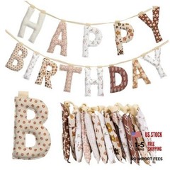 Suncalla Pre-strung Happy Birthday Banner Sign Reusable Felt Happy pink Boho