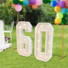 60 Light Up Numbers, 60th Birthday Party Decoration Light Up Numbers NEW