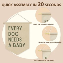 Every Dog Needs a Baby Linen Canvas Banner, Baby Shower Decor, Pregnancy Anno…