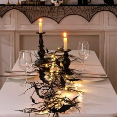Gothic Halloween Garland: 1pc Haunted Bat Dark Dead Branch Black