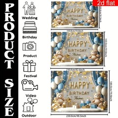 2D Flat Banner 1pc Customizable Name Birthday Party Banner Photography Backdrop☋
