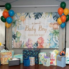 Dinosaur Baby Shower Backdrop Rawr Its a Boy Party 7x5ft (82×60 inch) Blue