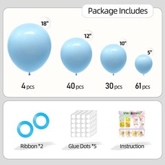 135Pcs Pastel Blue Balloons Garland Arch Kit Wedding, Birthday, Baby Shower
