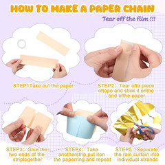 Fancy Birthday Decorations Pastel 600 Sheets Paper Chain Garland 2 Pack Gold Sta
