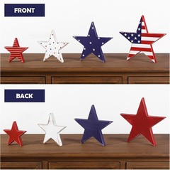 Vintage Star-Shaped July 4th Decor – 4 Count Rustic American Table Centerpiece