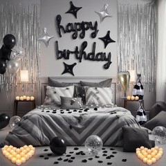 120 Pcs Birthday Party Decorations Set – Balloons, Banner, LED Lights, Rose Peta