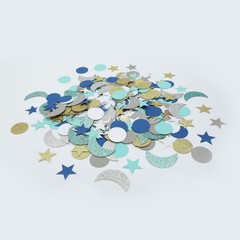 410 PCS Glitter Star Moon Confetti Navy Blue White Gold Outer Space Shower