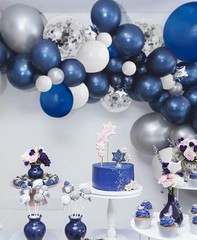 124pcs Blue Silver White Balloons Garland Arch Kit 5/10/12/18 Inch Royal Navy…