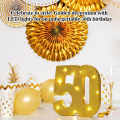 50Th Birthday Decorations Women and Men,Gold Glitter Numbers for 50Th Wedding An
