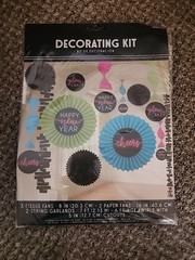 New Year’s Hanging Decoration Kit tissue & Paper Fans + Garland Vibrant Colors