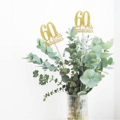 10-Pack Double Sided Rose Gold Fabulous and 60Th Birthday Centerpieces for Table