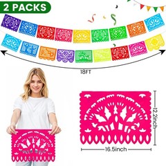 DomeStar 2 Packs 36 Ft Cinco De Mayo Decoration Mexican Party Banner, Fiesta Par
