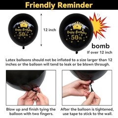 50th Birthday Decorations Kit for Men Women, Black and Gold Black Gold 50th