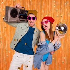 Orange Tinsel Backdrop Foil Fringe Curtains – 2 Packs Door Streamers Backdrop