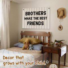 Boys Room Decor, Brothers Make the Best Friends Toddler Room Banner, Cute Linen