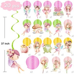 20 PCS Fairy Hanging Swirls First Birthday Decorations Party Ceiling Streamer