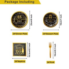 65th Birthday Party Decorations Set – 106 PCS Vintage Tableware, Backdrops, Bann
