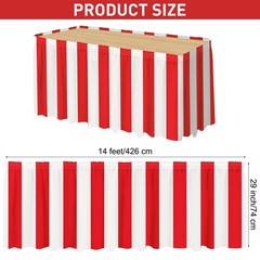 8 Packs Red and White Striped Table Skirt Circus Theme Party Supplies Carniva…