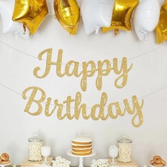 Glitter Happy Birthday Banner Sign Birthday Garland Wall Door Banners Flag fo…