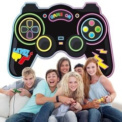 Large Neon Video Game Backdrop 70.9inch Gaming Party Decoration Handheld Video