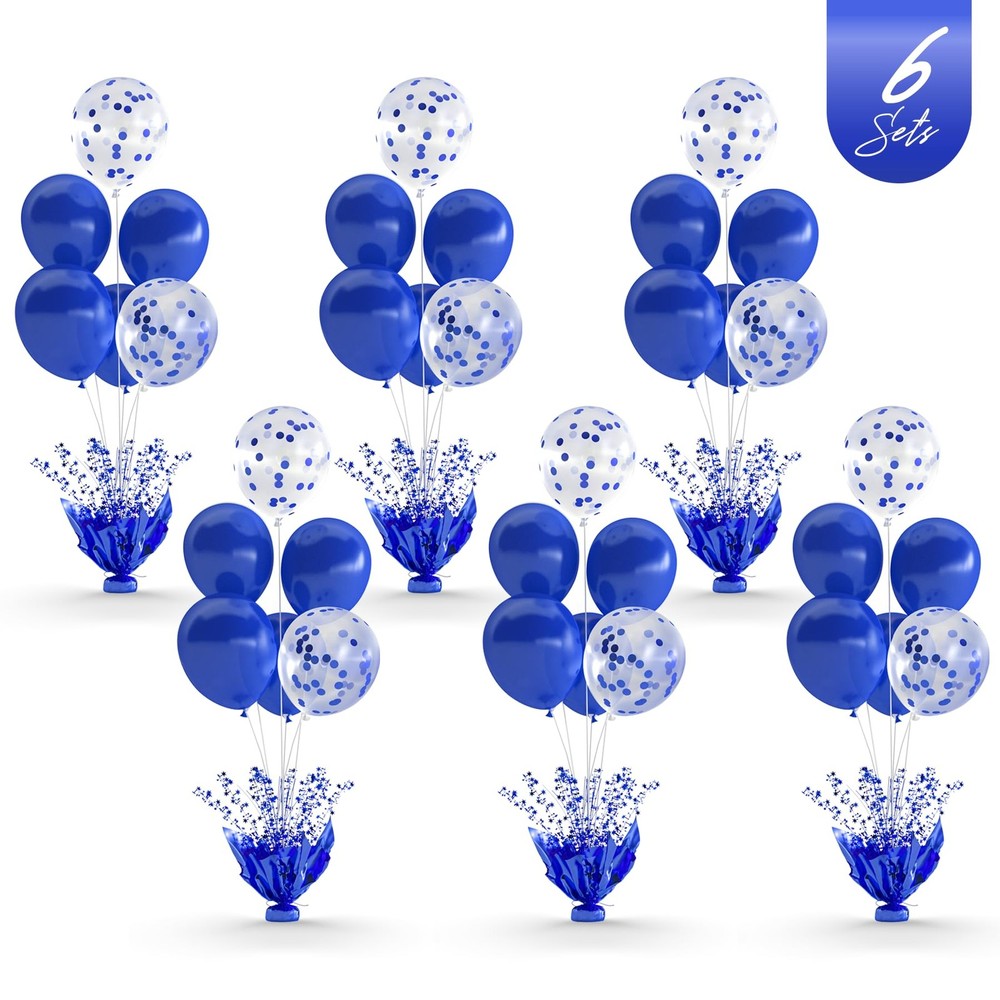 Royal Blue Balloon Table Centerpiece Kit, 6 Set Blue Balloon Stands for Table…