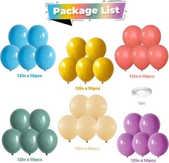 Colorful Balloons Rainbow Assorted Color Latex Balloons Set 60pcs 12inch Blus…