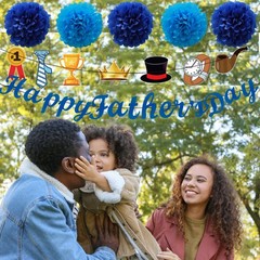 Father’s Day Party Decorations – 27PCS Set with 10 Hanging Swirls & Blue