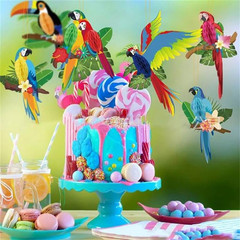 9 Pcs Tropical Birds Honeycomb Cutouts, Hanging Parrot Paper Cutouts Hawaiian S