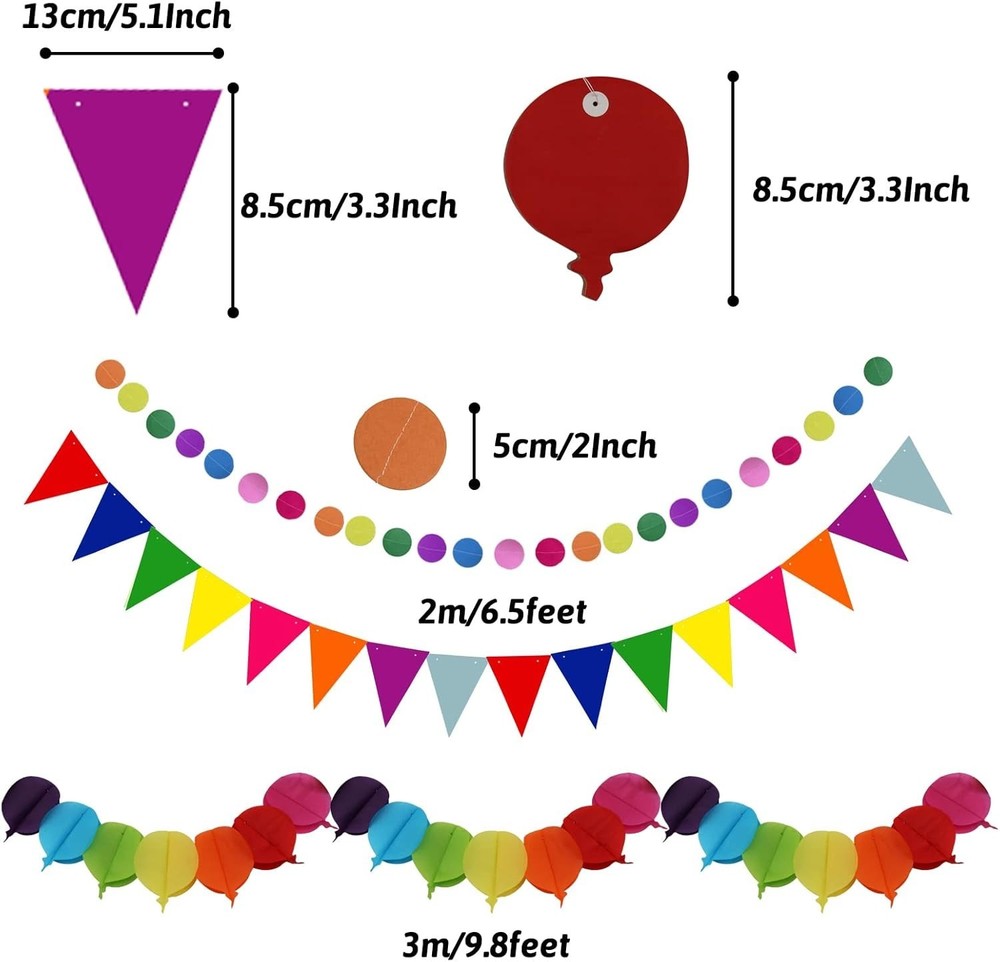 Party Decorations, Colourful Rainbow Foil Fringe Curtain Fiesta Hanging Paper…