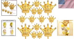 Luxury 14PCS Crown Balloon Set in Gold – 4 Large & 10 Mini for Celebrations