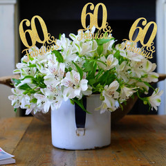 10-Pack Double Sided Rose Gold Fabulous and 60Th Birthday Centerpieces for Table