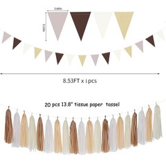 Boho Baby-Shower White-Brown Champagne Party-Decorations – 28pcs Neutral Wedd…
