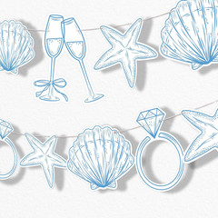 Coastal Party Garland Banner Seashell Ring Champagne Decor Bachelorette Fun Them