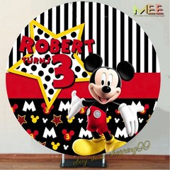Round Panel Mickey Mouse Backdrop Cover Birthday Party background Decorations