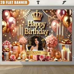 1pc Romantic Flower Crown Personalized Birthday Custom Tapestry Party Backdrop❀