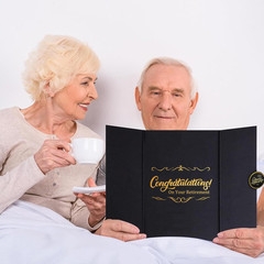 Retirement Party Decorations,Black Gold Retirement Guest Book Jumbo Happy Retire